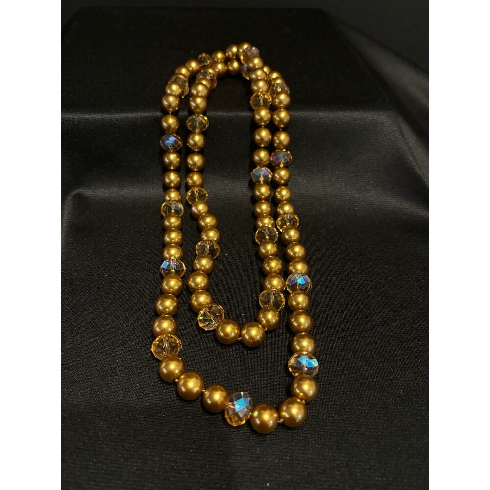 Heidi Daus Faux Bronze Color Pearl And Crystal Necklace 21.5 in